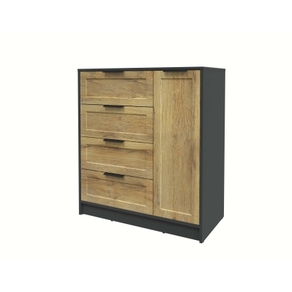 Тумба Тренд КТ-Т90 (Антрацит ЛДСП/ Дуб вотан ЛМДФ) Ш900 В1020 Г451